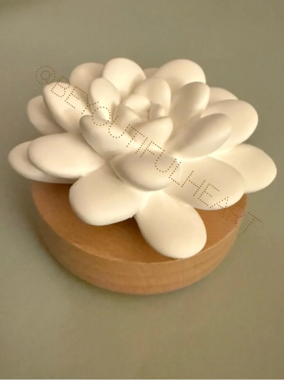 Doterra Desert Bloom Passive Diffuser Ceramic with Wooden Base for Small Spaces